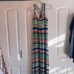 Women’s Calvin Klein strappy multi-colored stretch maxi dress